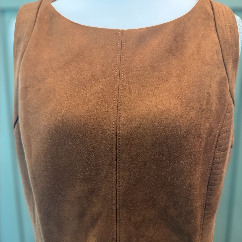 Black House White Market Suede Brown Sleeveless Dress with Pockets - Picture 4 of 5